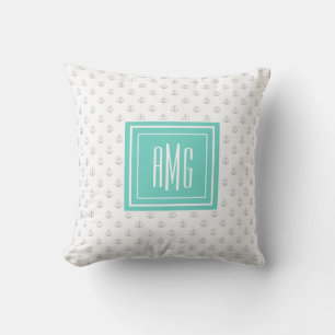 Preppy Nautical ⎢ MonogramThrow Pillow Kudde