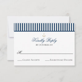 Preppy Nautical Navy Bröllop OSA Card