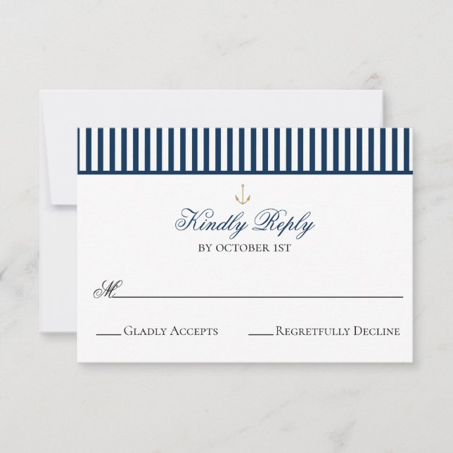 Preppy Nautical Navy Bröllop OSA Card (Framsida)