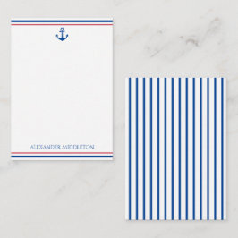 Preppy Nautical Rand och Anchor Personlig Anteckningskort
