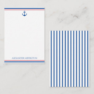 Preppy Nautical Rand och Anchor Personlig Anteckningskort