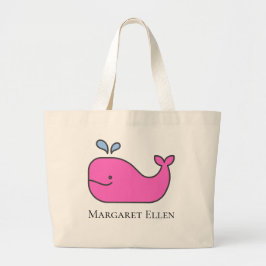 Preppy Nautical Rosa and Blue Whale Personlig Jumbo Tygkasse