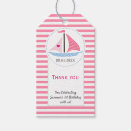 Preppy Nautical Rosa Sail Away Birthday Tack Presentetikett