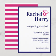 Preppy Navy Blue Gräns & Shock rosa Rand Bröllop