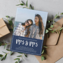 Preppy Navy Blue Mrs. Brush Script Bröllop