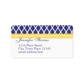 Preppy Navy Lattice Adressetikett