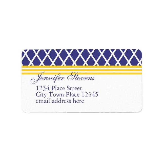 Preppy Navy Lattice Adressetikett (Framsidan)