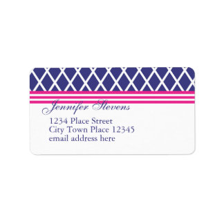 Preppy Navy Lattice Adressetikett