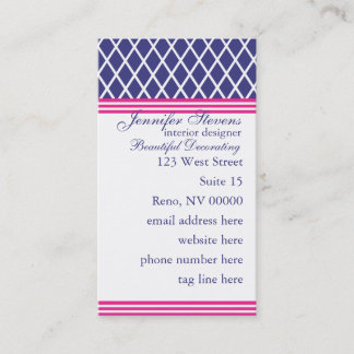 Preppy Navy Lattice Visitkort