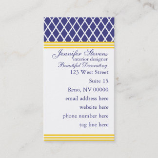 Preppy Navy Lattice Visitkort