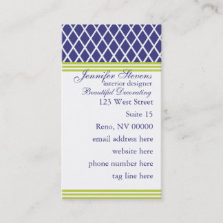 Preppy Navy Lattice Visitkort