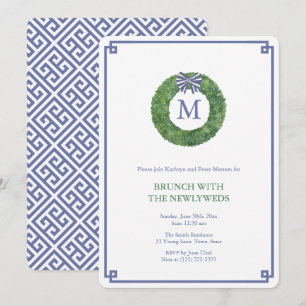 Preppy Navy och Grönt Newlyweds Brunch Party Inbjudningar
