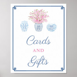 Preppy Navy Rosa Kort Och Gåvor Bröllopsdusch  Poster