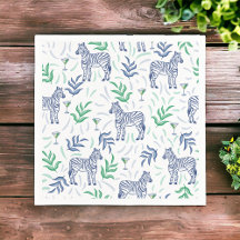 Preppy Navy Zebra Martinis White