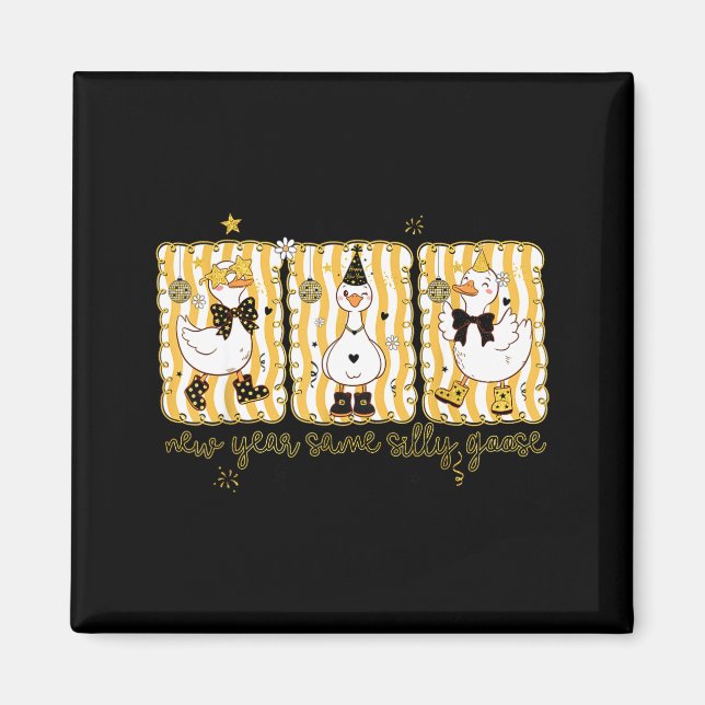 Preppy New Year Same Silly Goose Coquette Bow Happ Magnet (Framsidan)