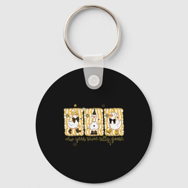 Preppy New Year Same Silly Goose Coquette Bow Happ Nyckelring (Framsida)