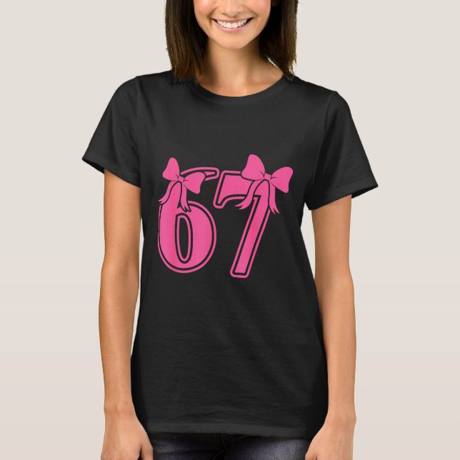 Preppy Nk Coquette Bow Lace 67 Six Seven Meme Wome T Shirt (Framsida)