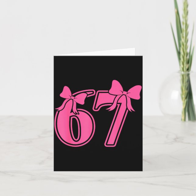 Preppy Nk Coquette rosett spets 67 Six Seven Meme  Kort (Framsida)