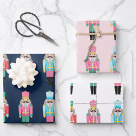 Preppy Nutcracker Wrapping Papper Lakan, set med 3