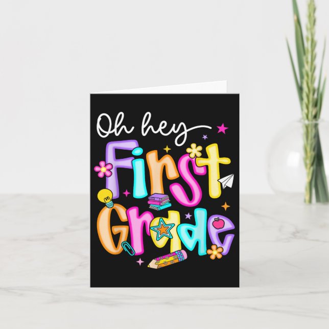 Preppy Oh 1st Klass Back to school Teacher St Kort (Framsida)