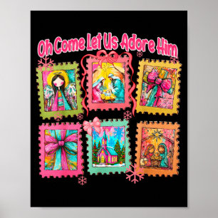Preppy Oh Kommer Låt Oss Tillbe Honom Kristna Jul Poster