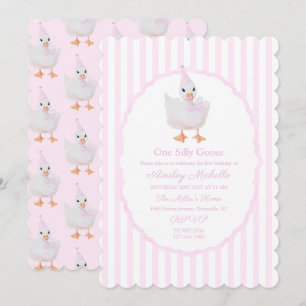 Preppy One Silly Goose Rosa Inbjudningar
