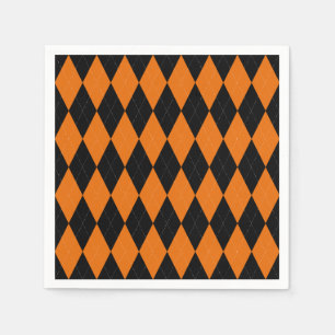 Preppy Orange Argyle Party Pappersservett