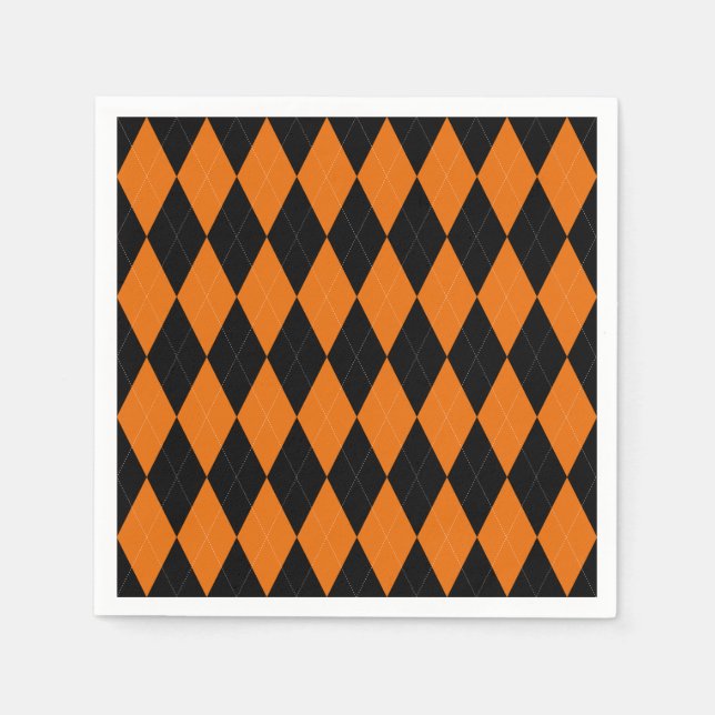 Preppy Orange Argyle Party Pappersservett (Framsidan)