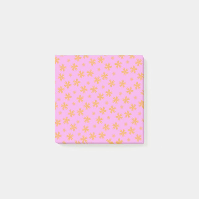 Preppy Orange Rosa Hippie Flower Mönster Post-it Block (Framsida)
