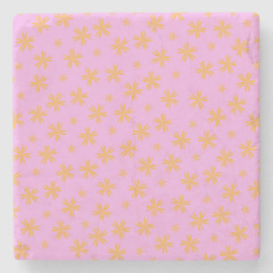 Preppy Orange Rosa Hippie Flower Mönster Stenunderlägg