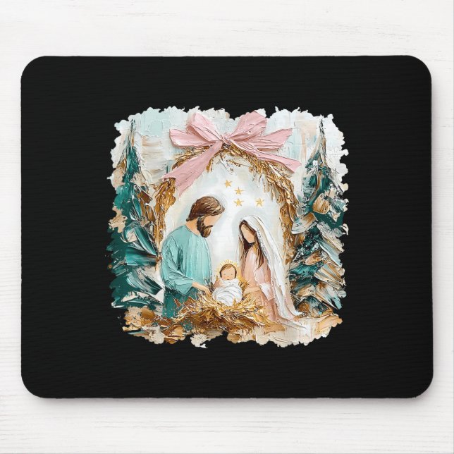 Preppy Painted Christian Nativity Scene God Faith  Musmatta (Framsidan)