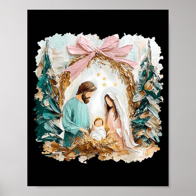 Preppy Painted Christian Nativity Scene God Faith  Poster (Framsidan)