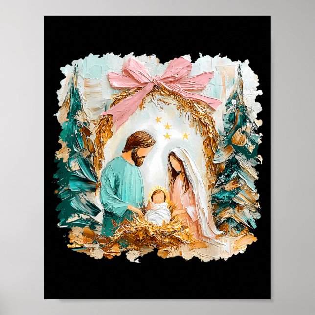 Preppy Painted Christian Nativity Scene God Faith  Poster (Framsidan)