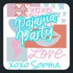 Preppy Pajama Party Fyrkantigt Klistermärke<br><div class="desc">Ett roligt-dekal för din diskett Pajama party! Vare sig du firar en födelsedag,  har bachelorette eller flickor som går ut och går ut på att klistermärken har en roligt som är söt och funky.</div>