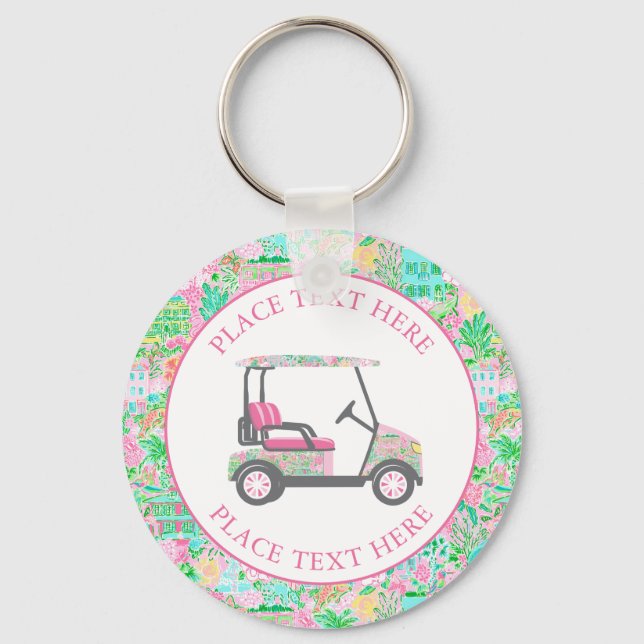 Preppy Palm Beach Golf Cart Nyckelring (Framsida)