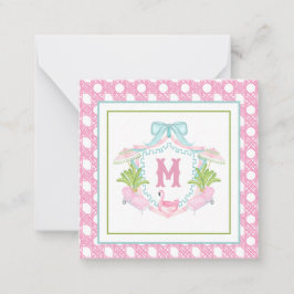 Preppy Palm Beach Monogram-krönika Anteckningskort