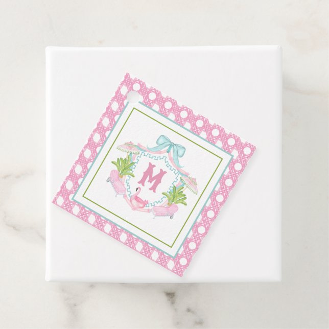 Preppy Palm Beach Monogram-krönika Gåvor Etiketter (På plats)