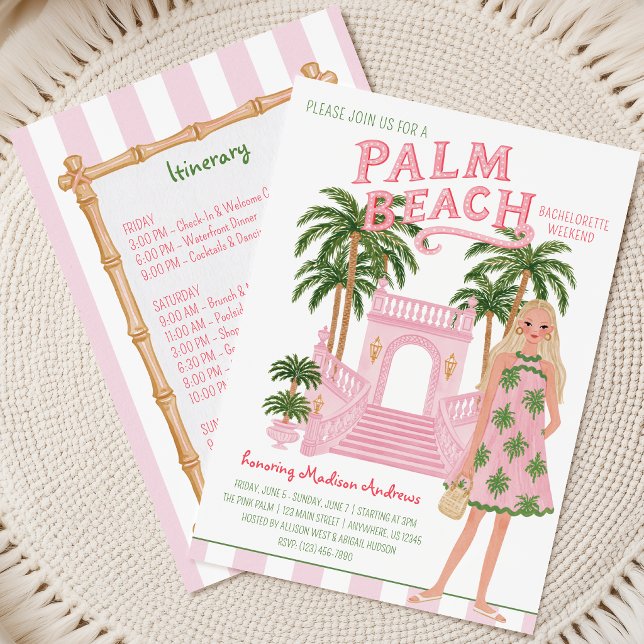 Preppy Palm Beach Sällskapsresa Itinerary Inbjudningar (Skapare uppladdad)