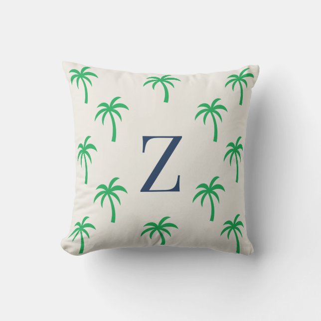 Preppy Palmträd Monogram Kastkudde Kudde (Framsida)