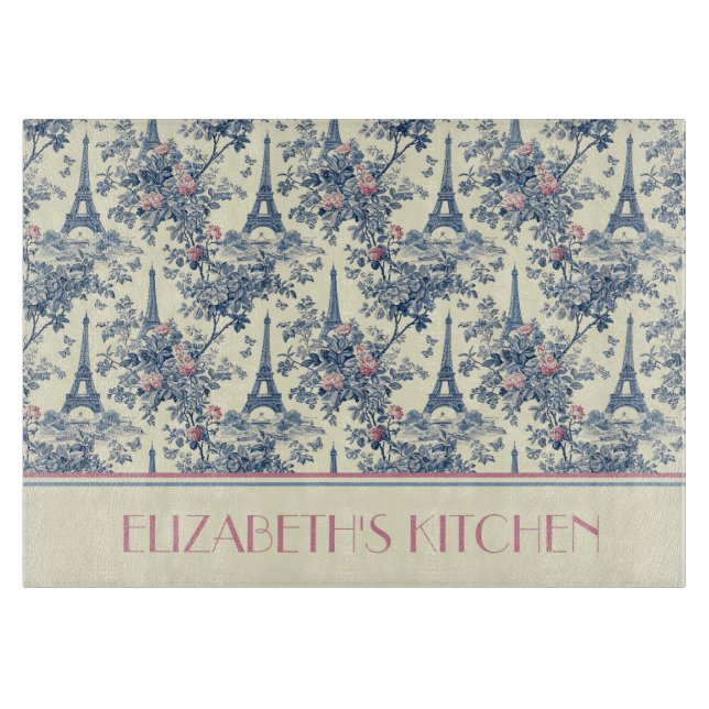Preppy Paris Toile Rosa och Blue Monogram (Framsidan)