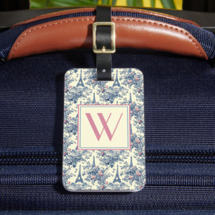 Preppy Parisian Toile Monogram Bagagebricka