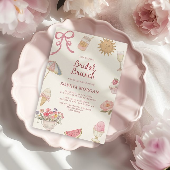 Preppy Pastel Möhippa Brunch Inbjudningar (Skapare uppladdad)