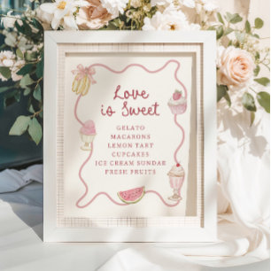Preppy Pastel Rosa Rand Dessert Pub Poster