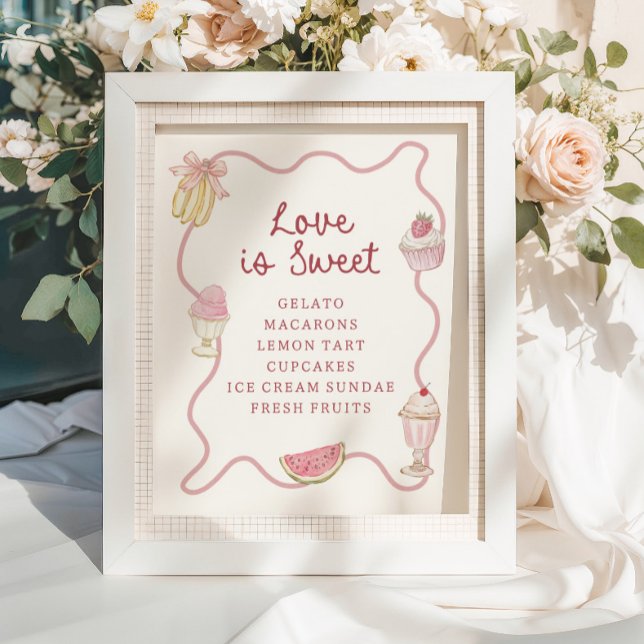 Preppy Pastel Rosa Rand Dessert Pub Poster (Skapare uppladdad)