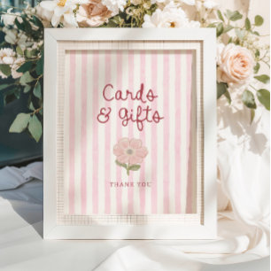 Preppy Pastell Rosa Randiga Kort & Gåvor Poster
