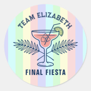 Preppy Pastell Sista Fiesta Brud Bröllopsfest Runt Klistermärke
