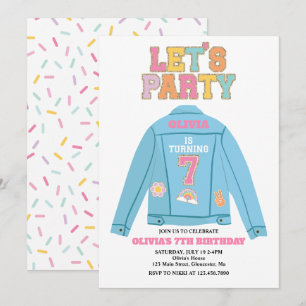 Preppy Patch denimjacka 7-årsdag Inbjudningar