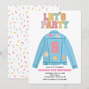 Preppy Patch denimjacka 8-årsdag Inbjudningar