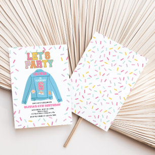 Preppy Patch jean jacka 6E Birthday Inbjudningar