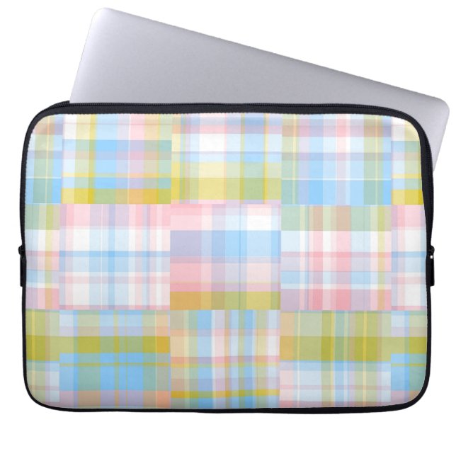 Preppy Patchwork Kolla Madras Pastel Laptop Fodral (Framsidan)